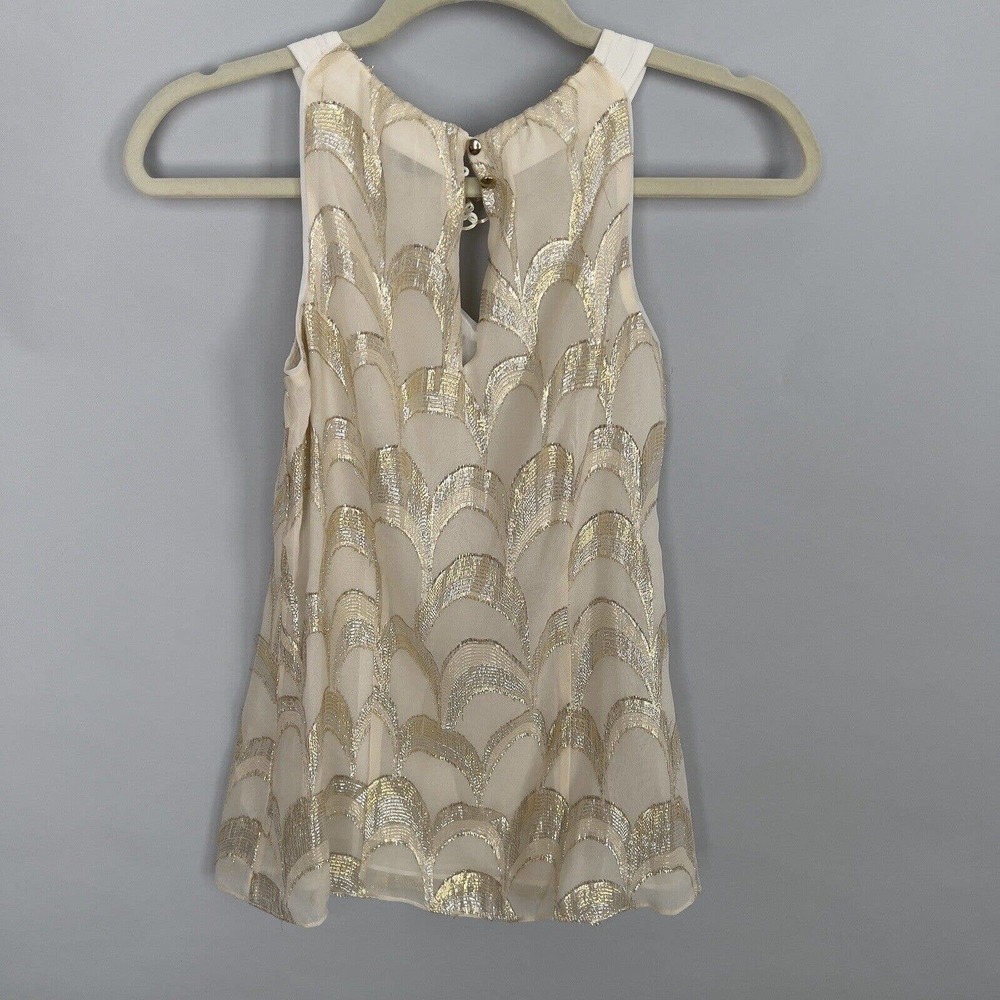 COPY - White House Black Market Ivory and Gold SILK Sleeveless Top Size XXS